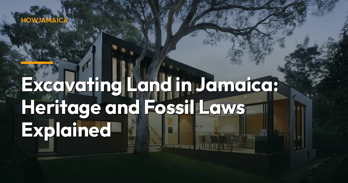 Modern house with a lawn at dusk — Excavating Land in Jamaica: Heritage and Fossil Laws Explained