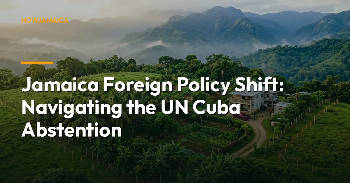 Green Jamaican hillside with a small house — Jamaica Foreign Policy Shift: Navigating the UN Cuba Abstention