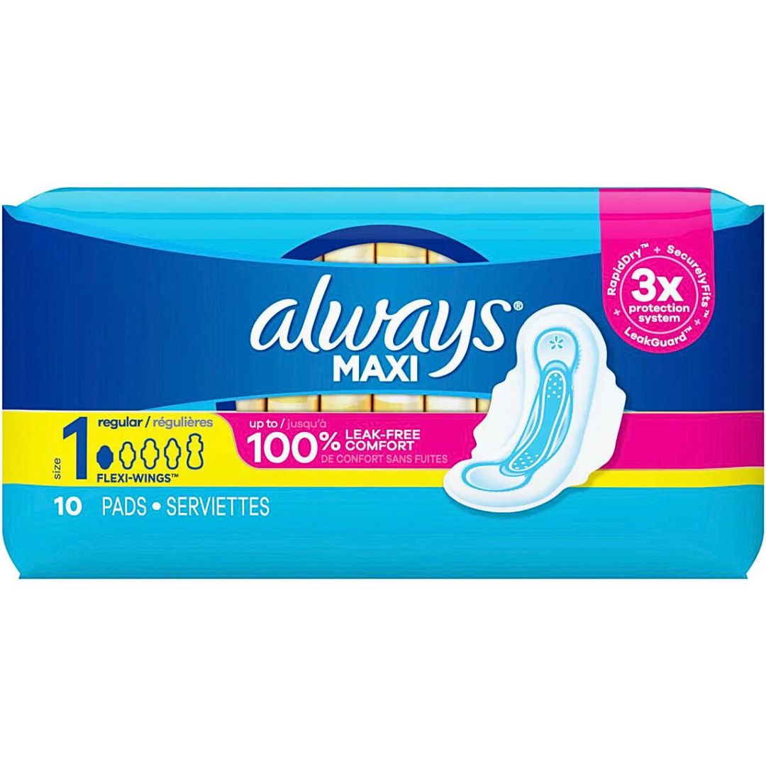 ALWAYS MAXI MAX PROTECTION 10PADS 3XLARGER BACK