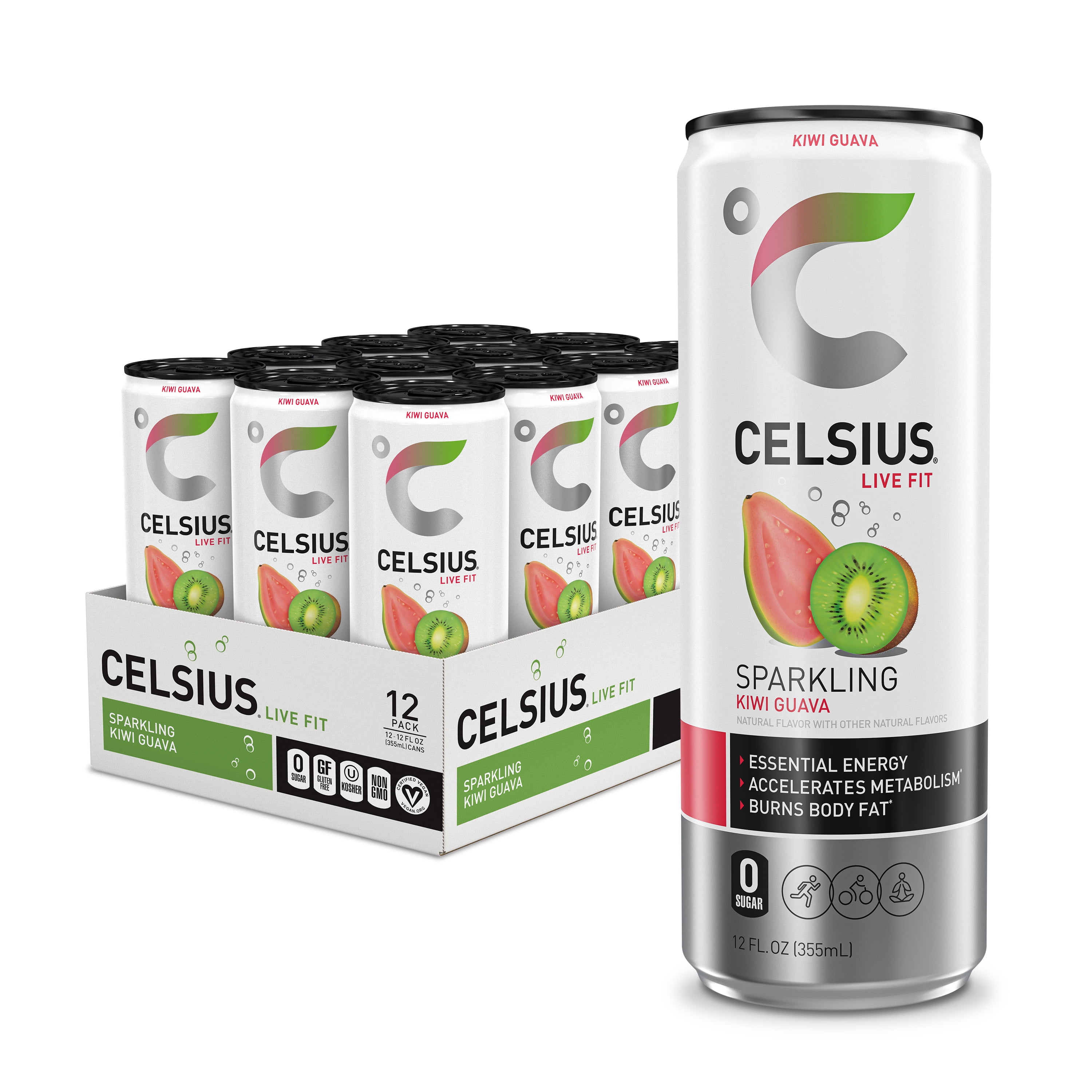 CELSIUS SPARKLING KIWI GUAVA SODA 12 oz