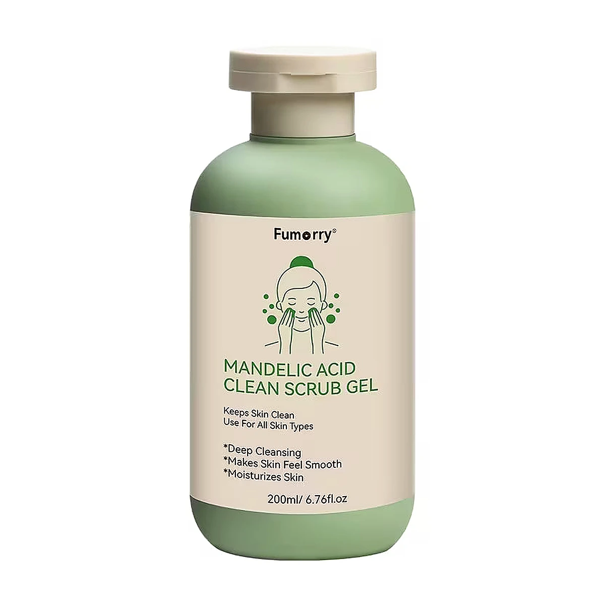 Mandelic Acid Cleansing Scrub Gel with Aloe, Rose & Chamomile – 200ml | Deep Skin Cleansing