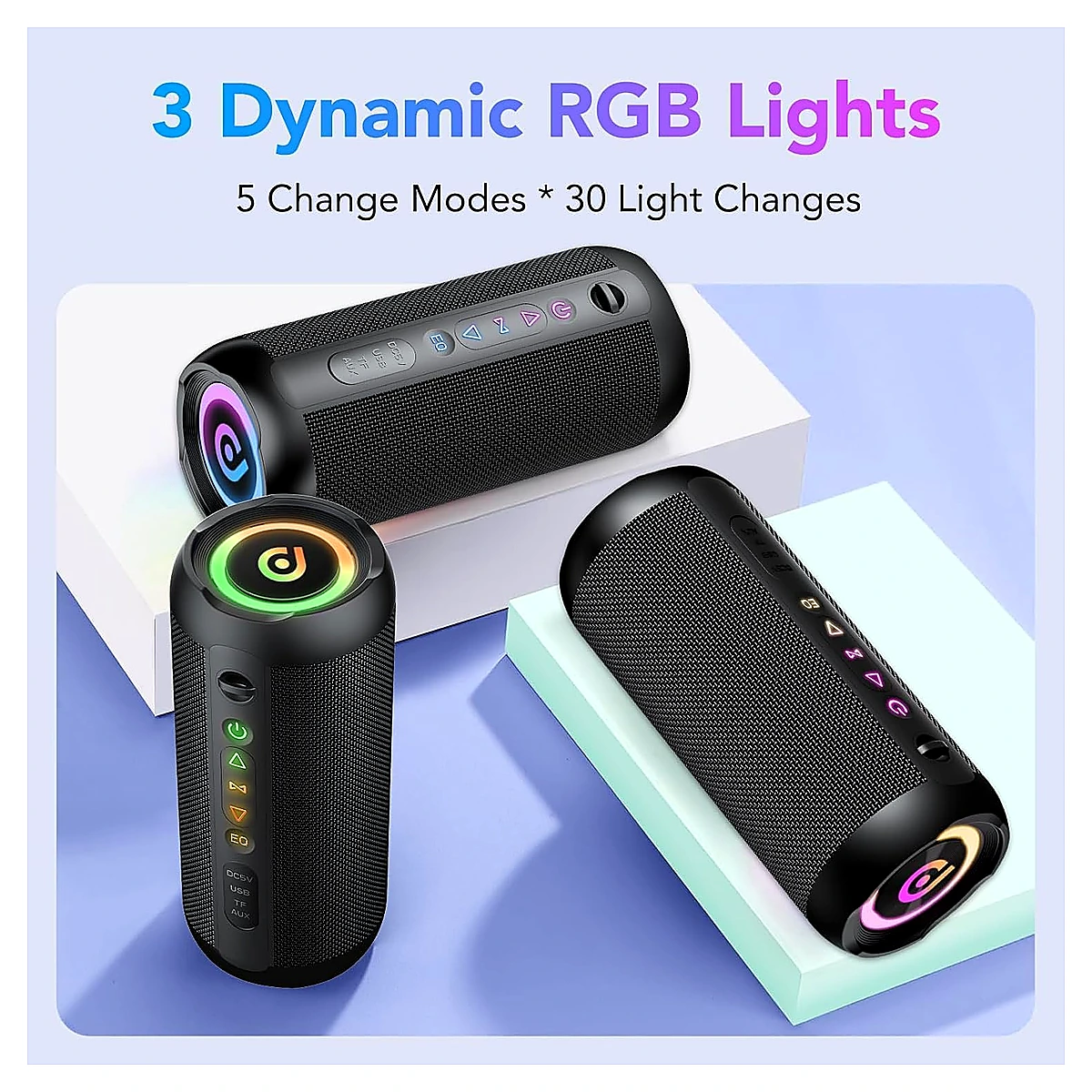 MBOX368 30W Stereo Wireless Bluetooth Speaker with RGB Lights & 3000mAh Battery