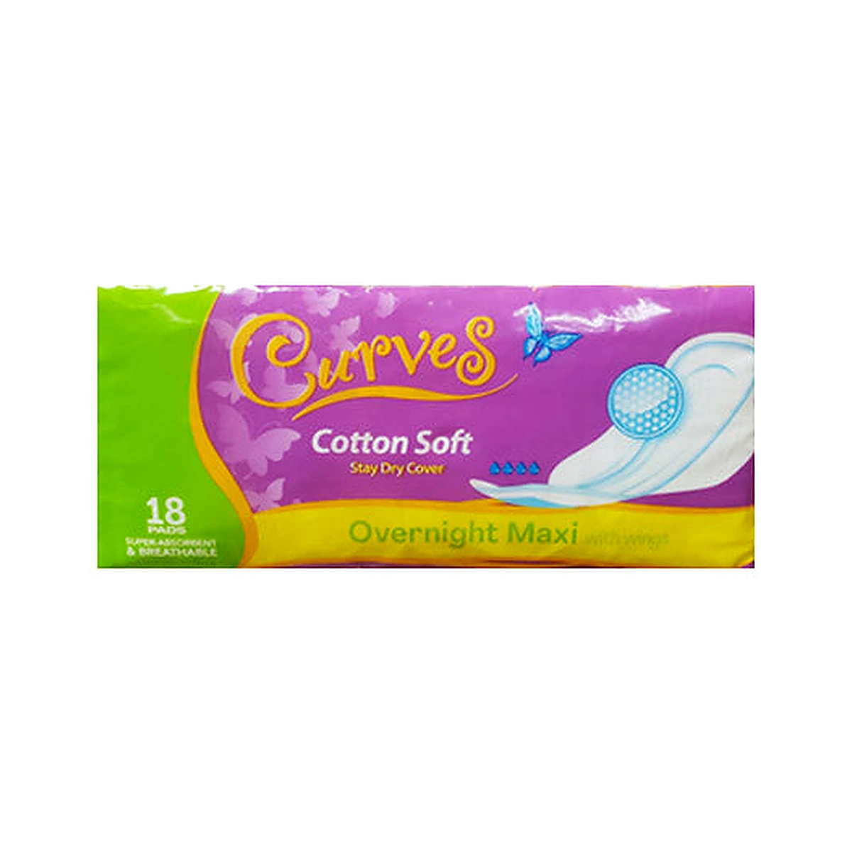 Curves Cotton Soft Stay Dry Cover Overnight Maxi With Wings 18S