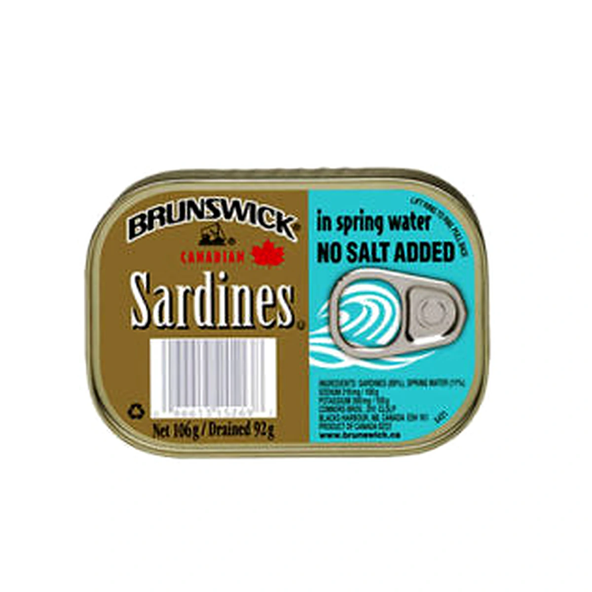 Brunswick Sardine in Spring Water No Salt Added 3.75 Oz