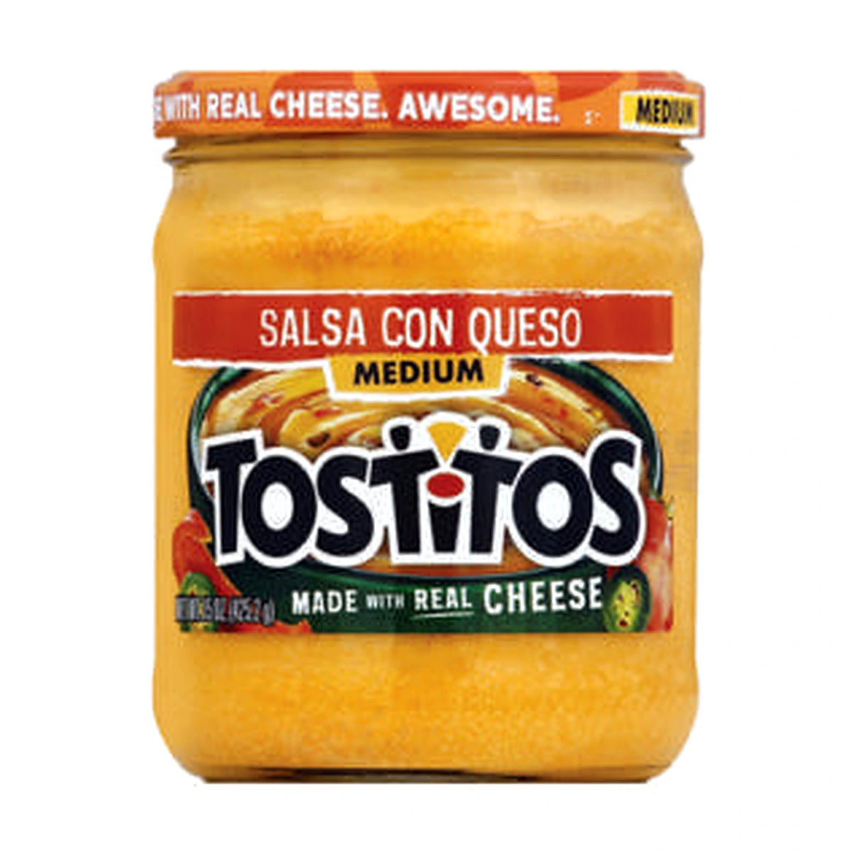 Tostitos Salsa Dip Salsa Con Queso With Real Cheese 15.5Oz