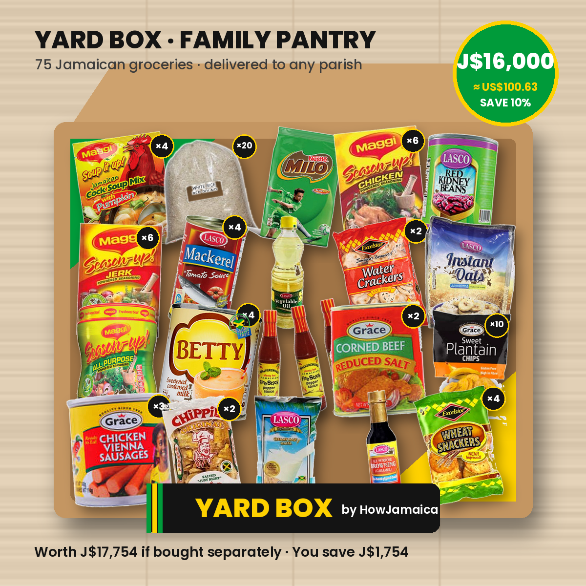 Yard Box Family Pantry Care Package (75 items) - US$99