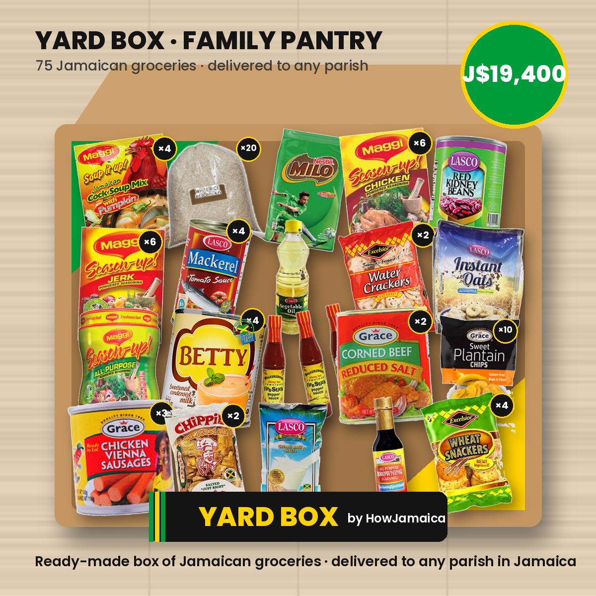 Yard Box Family Pantry Care Package (75 items)