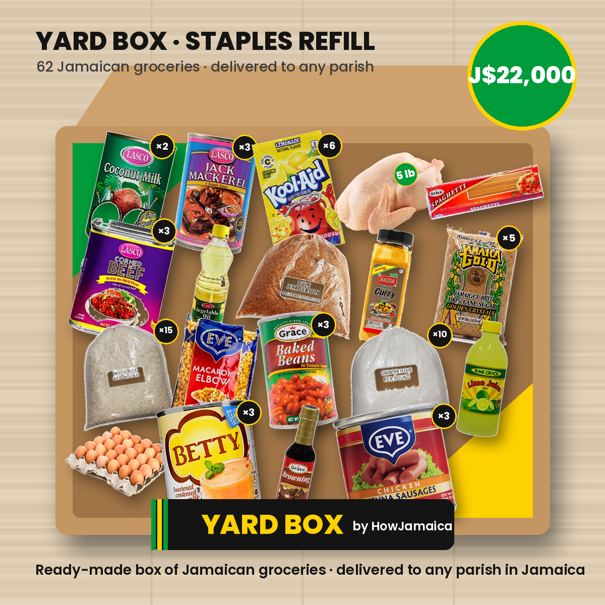Yard Box Family Staples Refill Care Package (62 items)